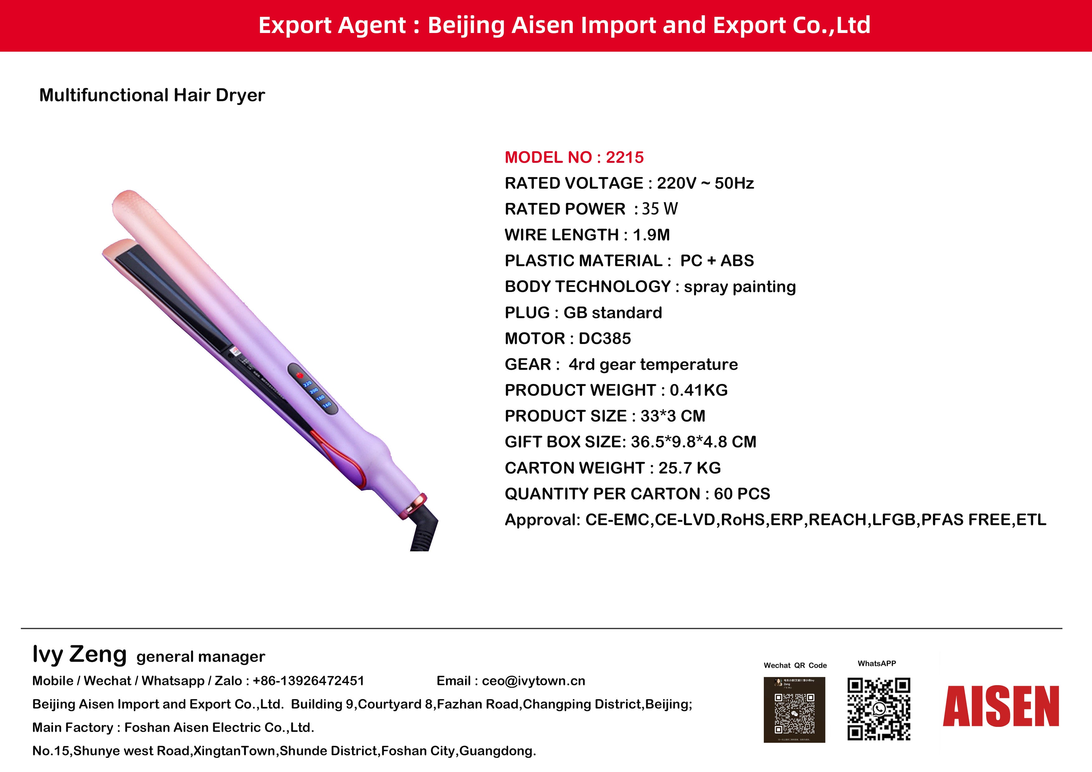 AISEN COMPANY Multifunctional Hair Dryer 2215