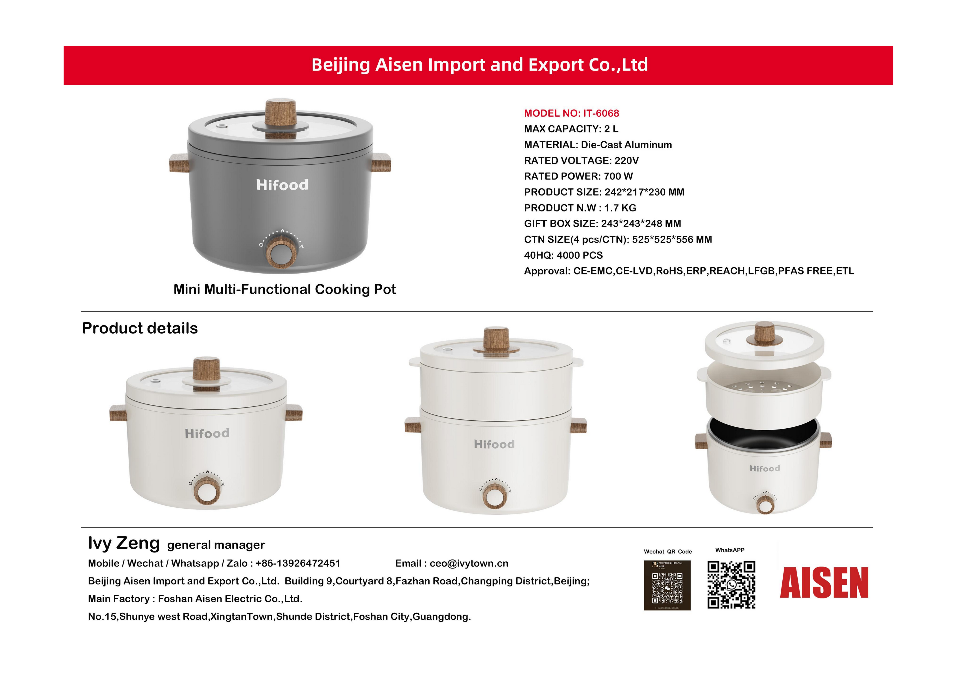 AISEN COMPANY Multi-Functional Electric Cooker  IT-6068