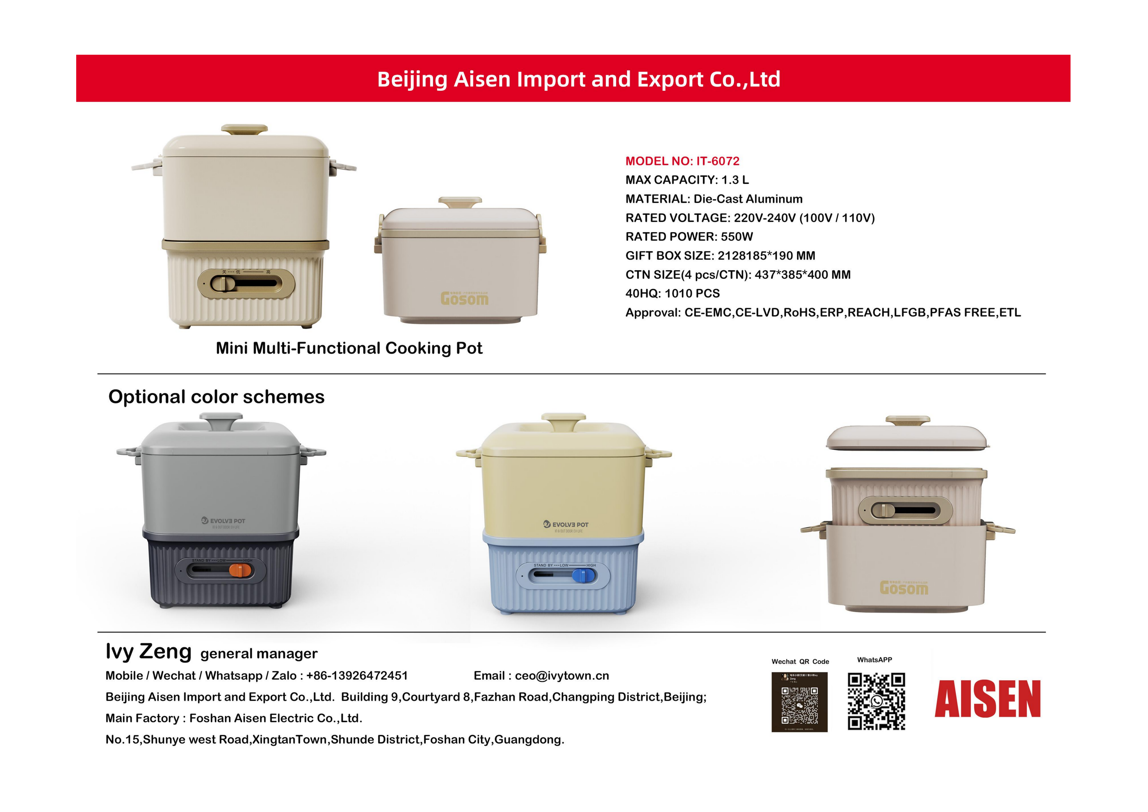 AISEN COMPANY Mini Multi-Functional Cooking Pot IT-6072