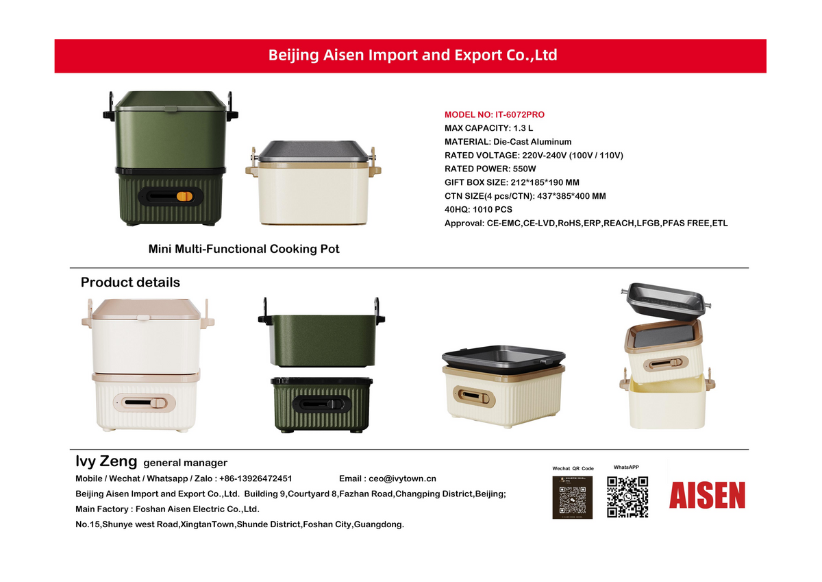 Functionas Cooking Containers AISEN COMPANY Mini Multi-Functional Cooking Pot IT-6072PRO – Aisen001