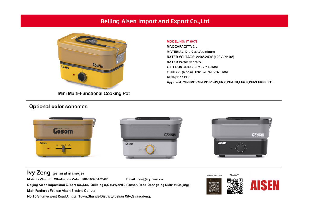 AISEN COMPANY Mini Multi-Functional Cooking Pot IT-6073