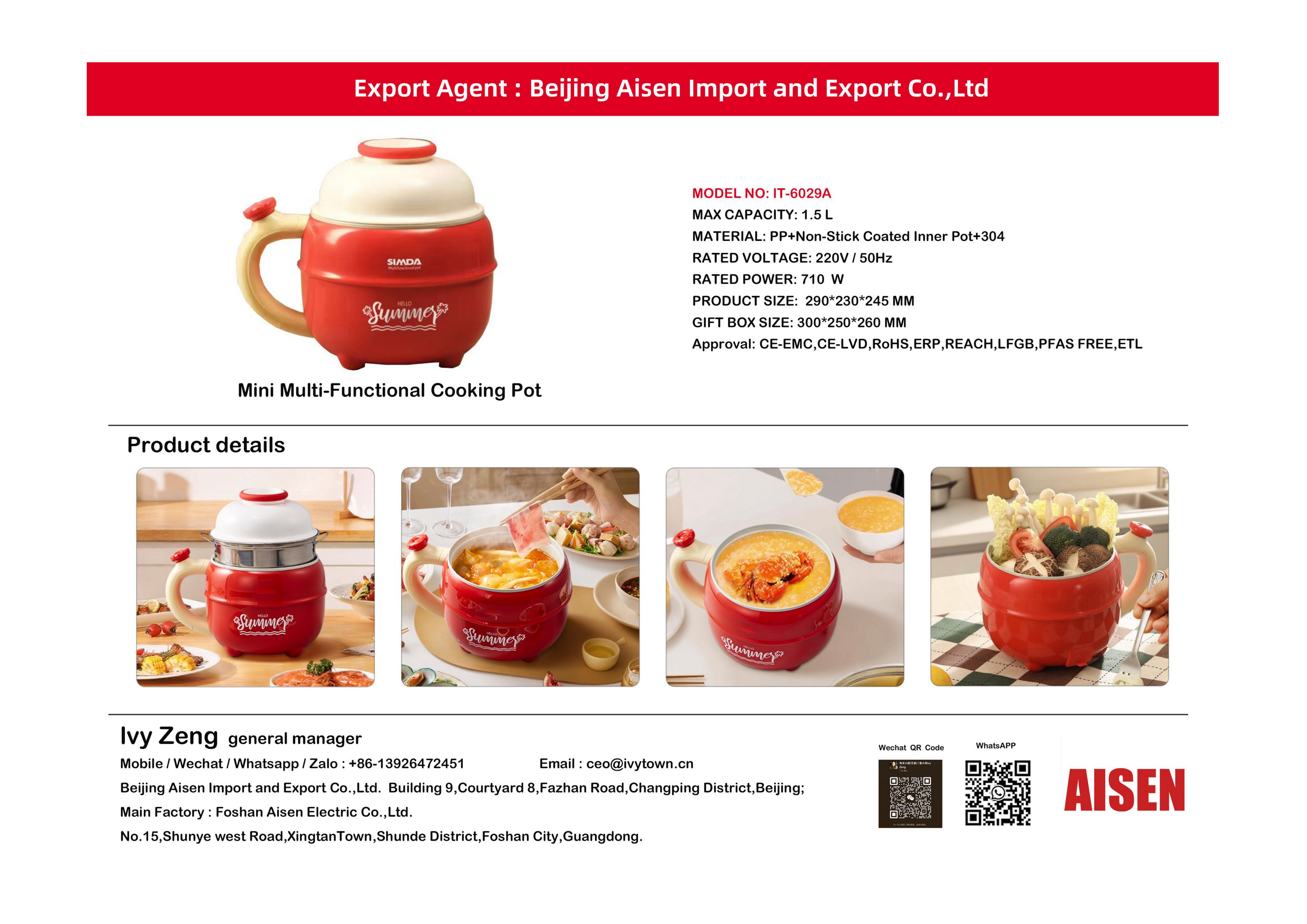 AISEN COMPANY Mini Multi-Functional Cooking Pot IT-6029A