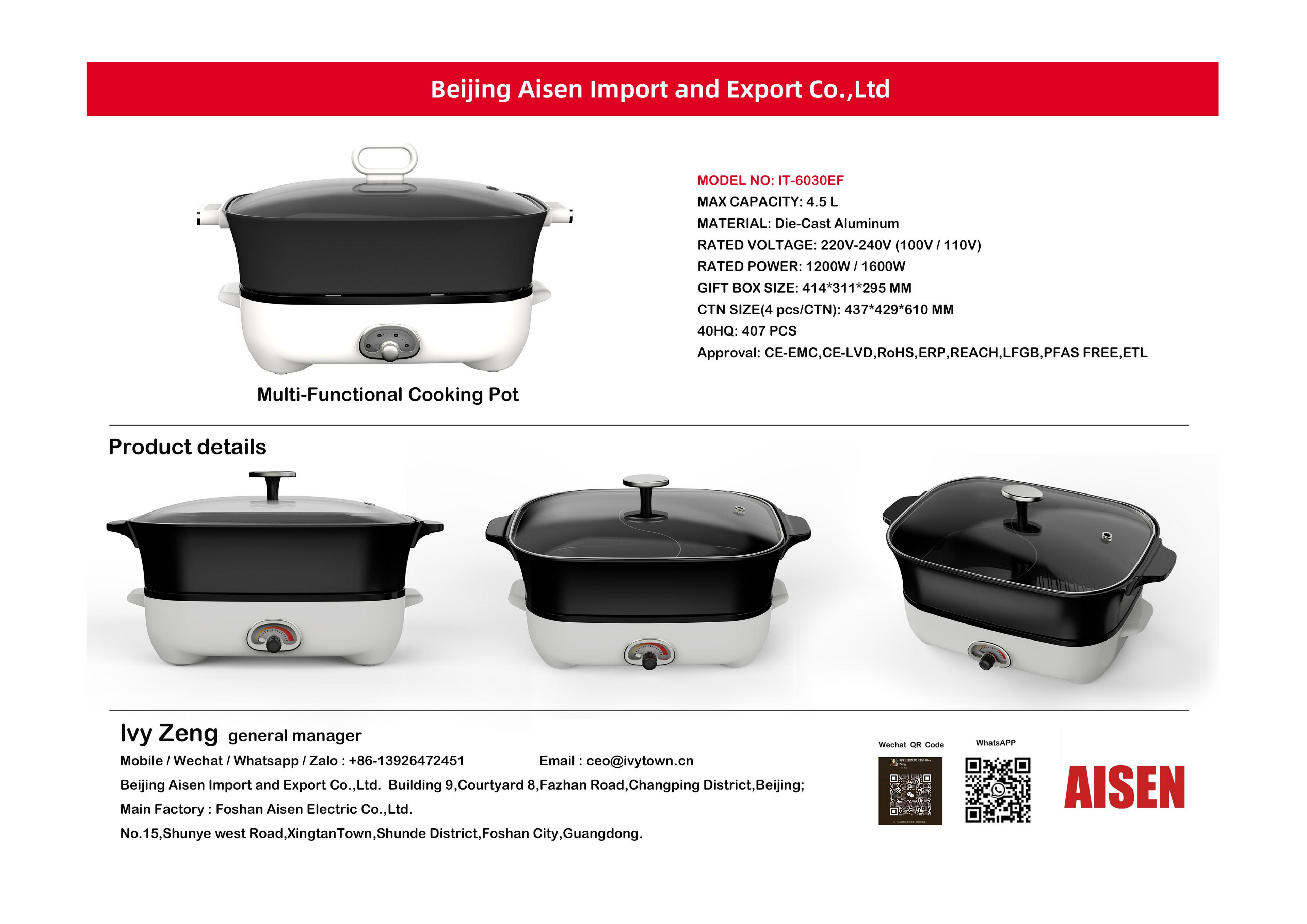 AISEN COMPANY electric hot pot IT-6030EF