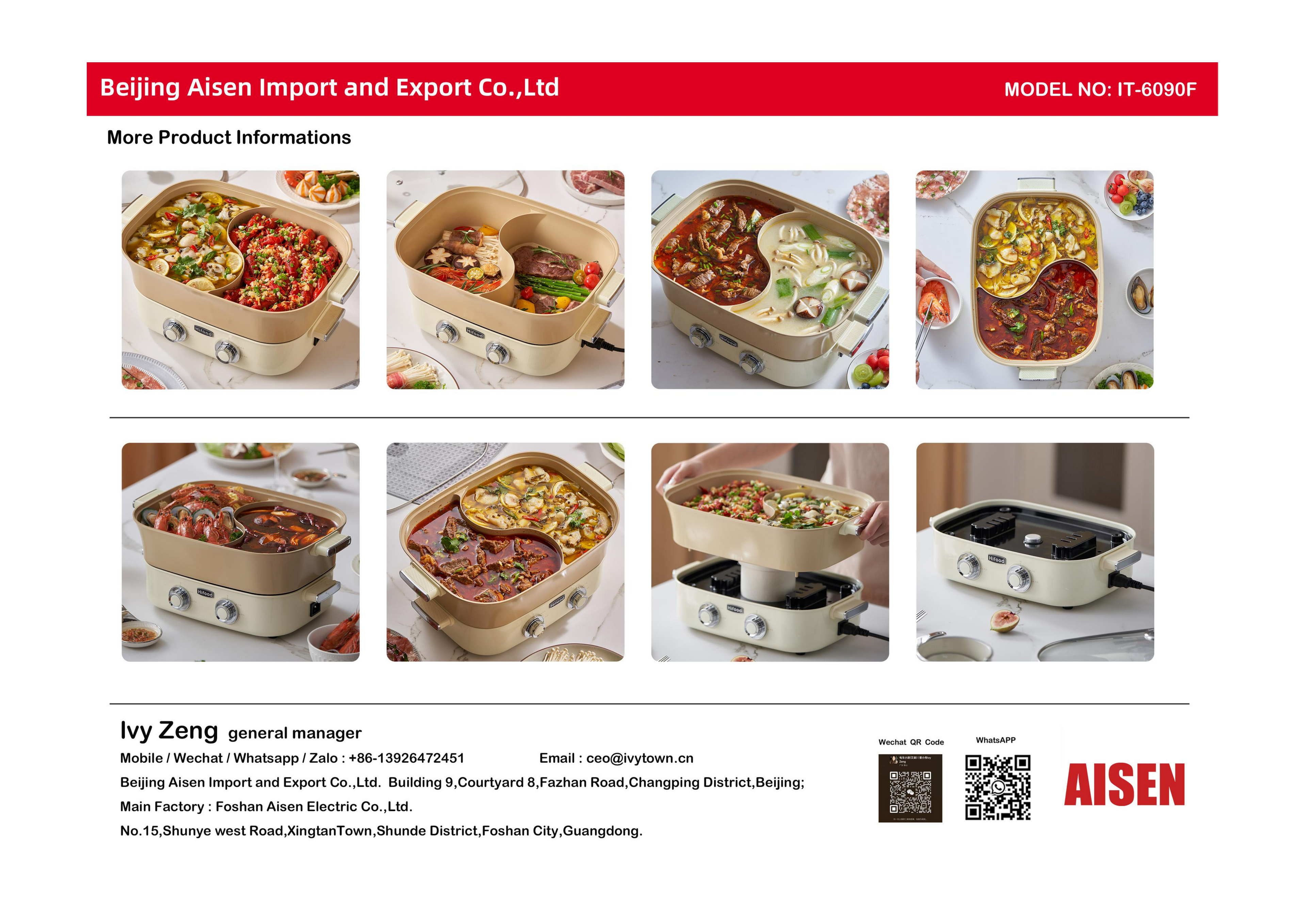 AISEN COMPANY electric hot pot IT-6090F