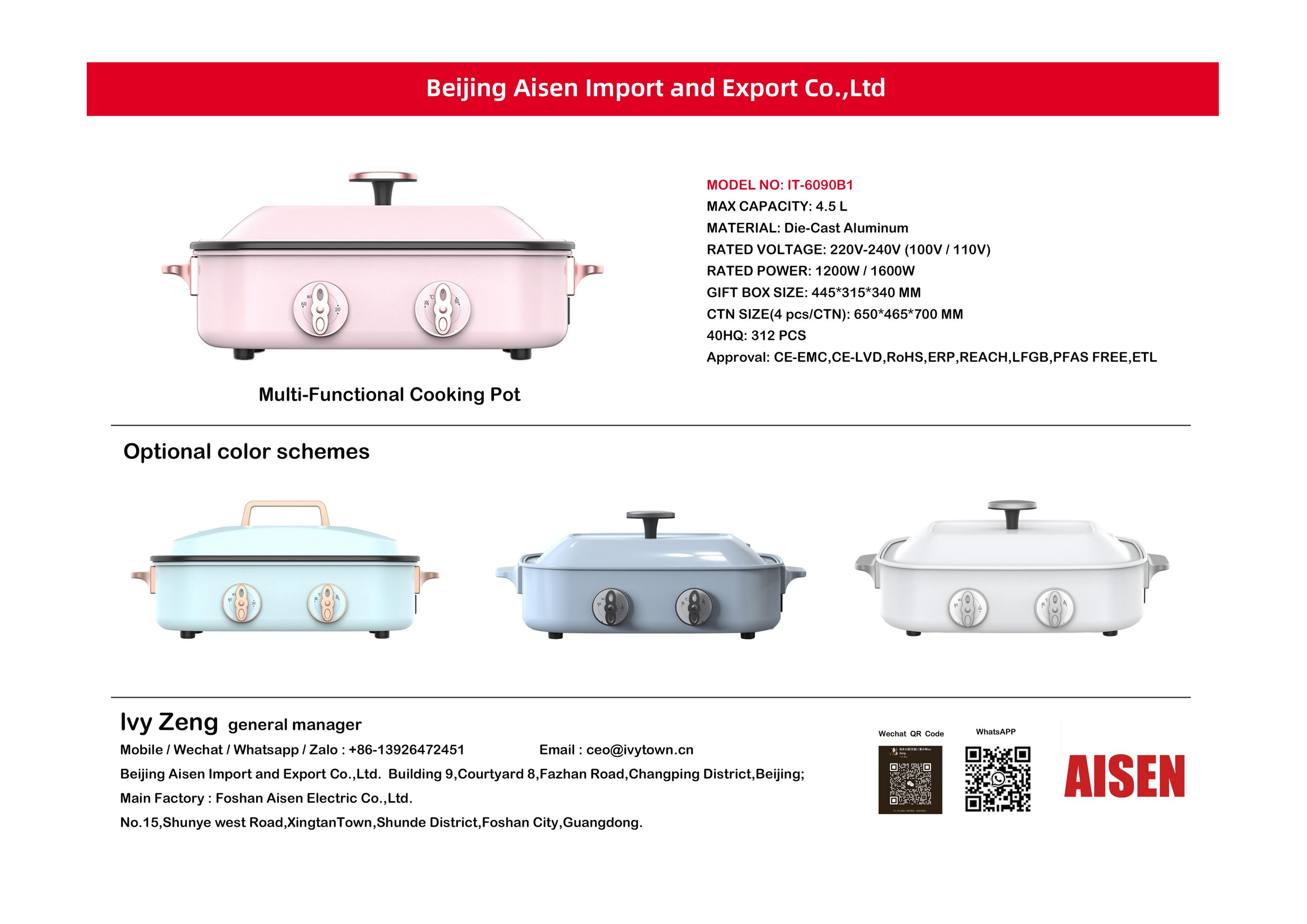 AISEN COMPANY 多功能烹饪锅 IT-6090B1