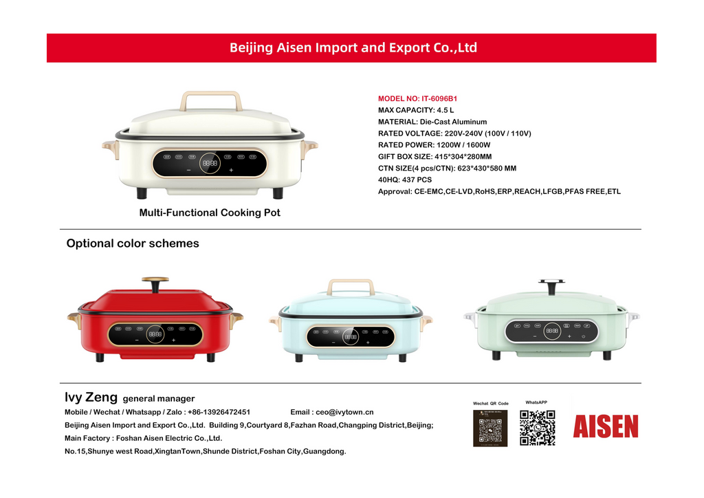 AISEN COMPANY 多功能烹饪锅 IT-6096B1