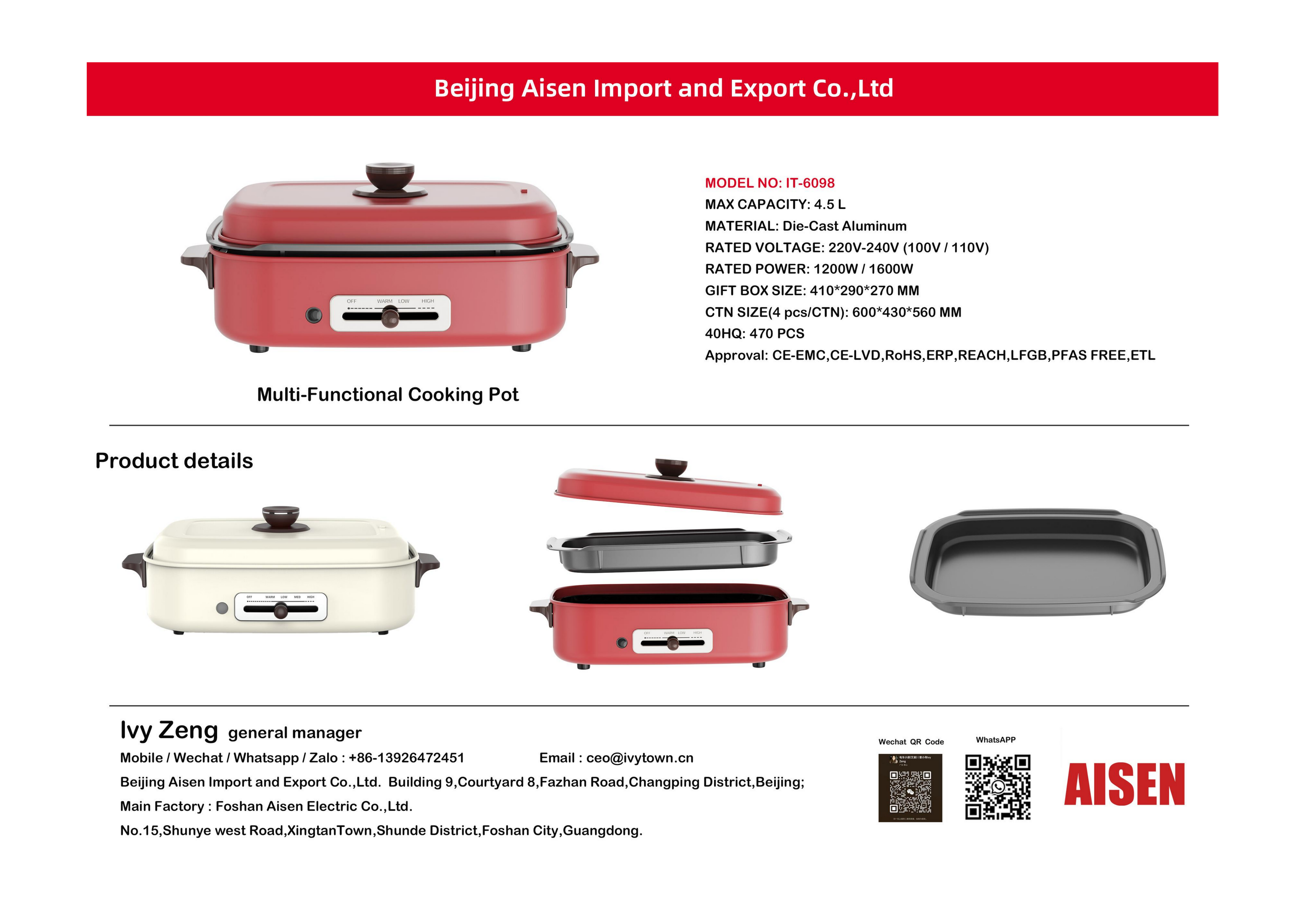 AISEN COMPANY Multi-Functional Cooking Pot IT-6098